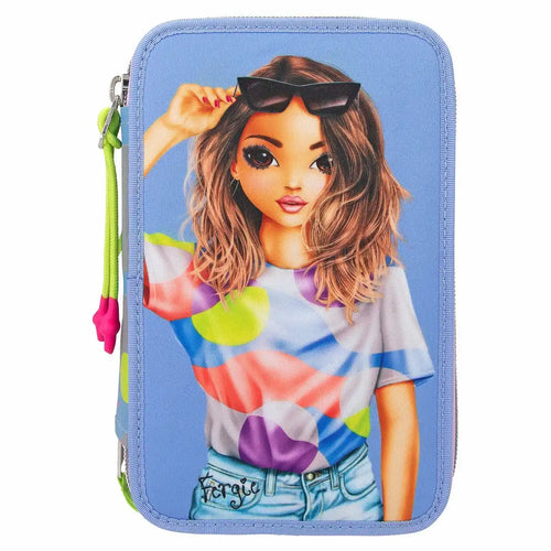DEPESCHE 33 Teilig TOPModel Federtasche FLASH 3-Fach gefüllt – Reflektierendes Etui mit Stiften & Zubehör