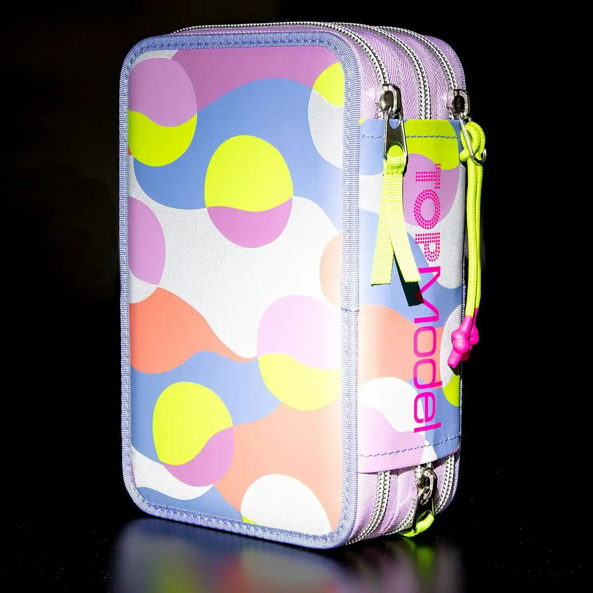DEPESCHE 33 Teilig TOPModel Federtasche FLASH 3-Fach gefüllt – Reflektierendes Etui mit Stiften & Zubehör