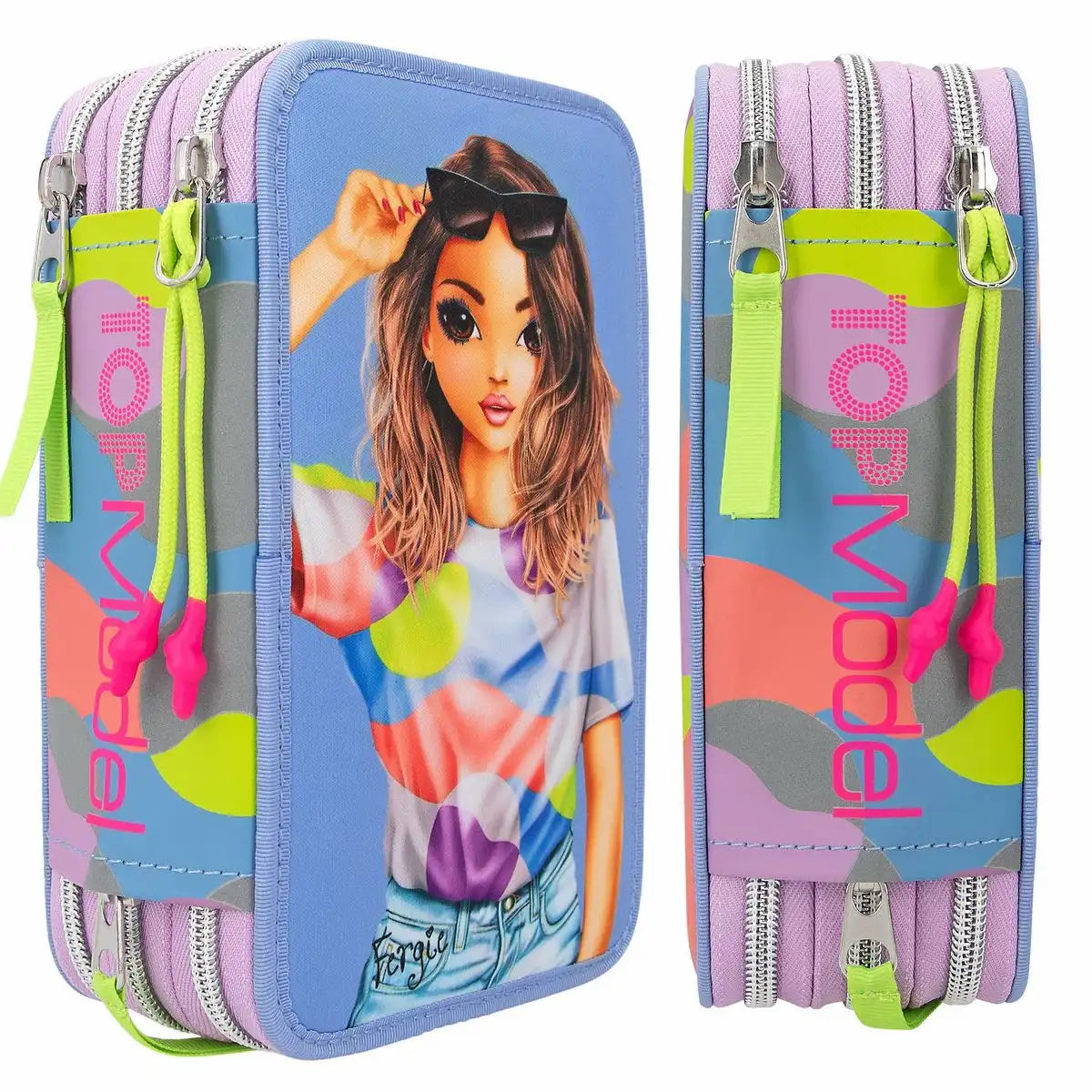 DEPESCHE 33 Teilig TOPModel Federtasche FLASH 3-Fach gefüllt – Reflektierendes Etui mit Stiften & Zubehör