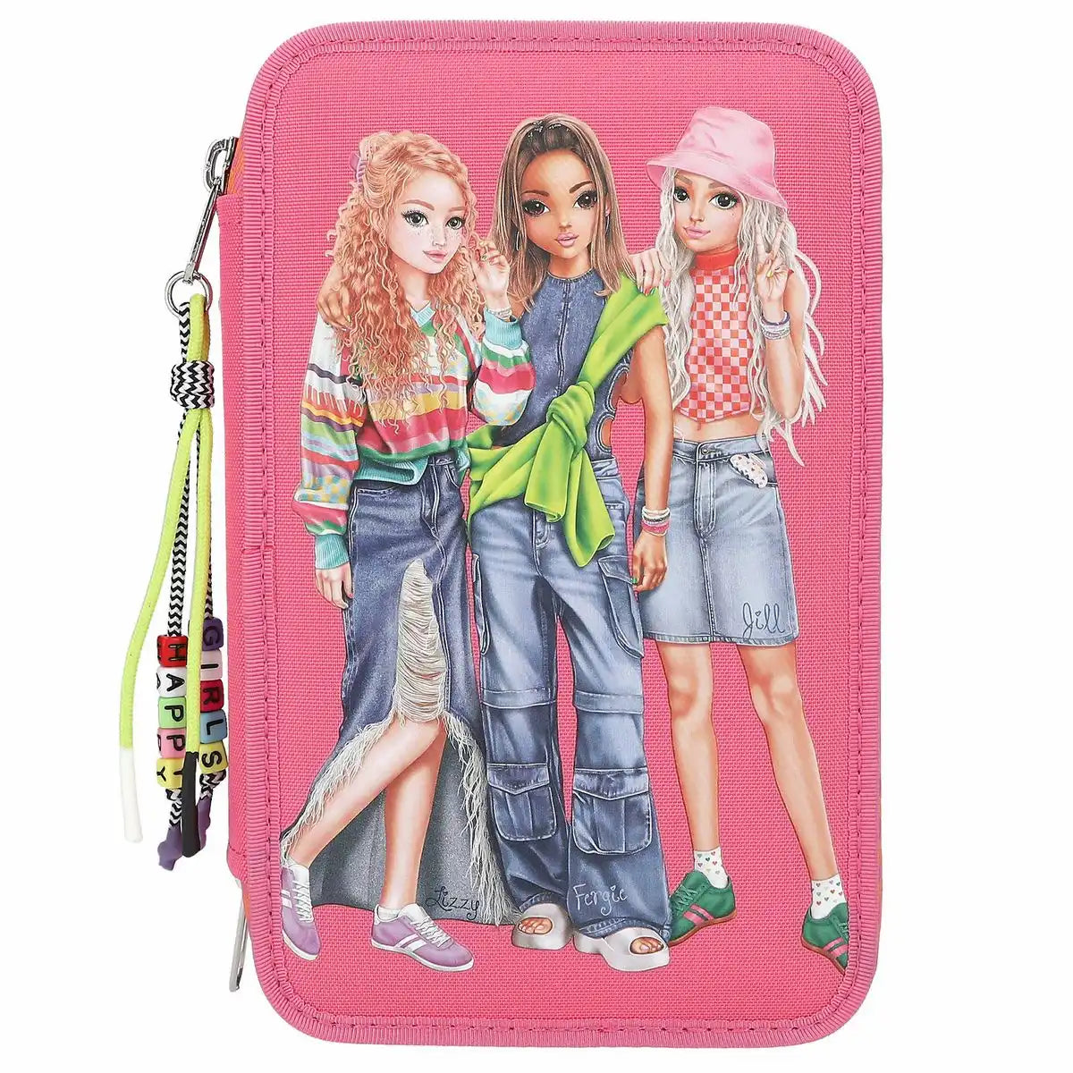 DEPESCHE TOPModel Federtasche JOY 3-Fach gefüllt – Pinkes Etui mit Perlen-Anhänger