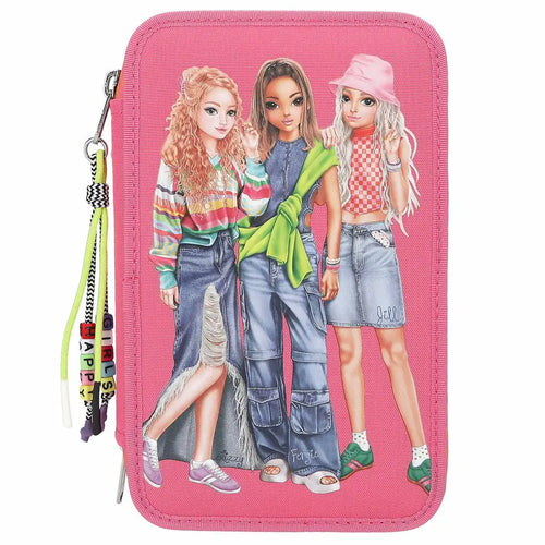 DEPESCHE TOPModel Federtasche JOY 3-Fach gefüllt – Pinkes Etui mit Perlen-Anhänger