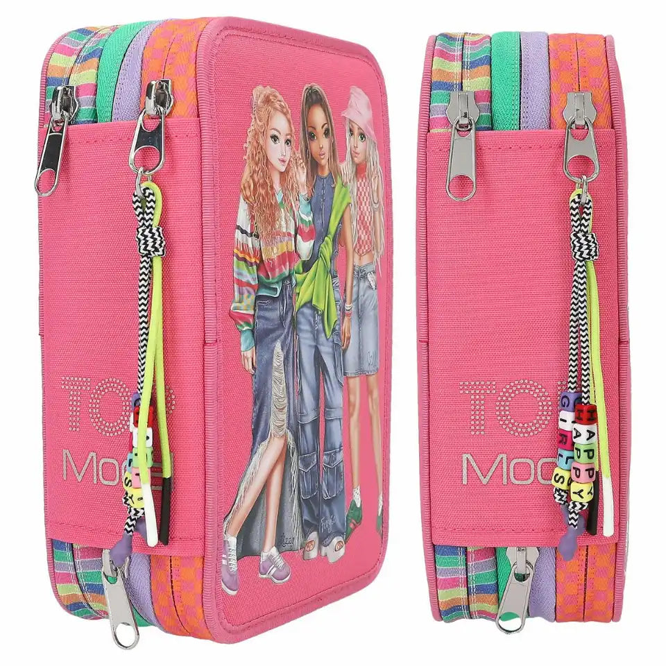 DEPESCHE TOPModel Federtasche JOY 3-Fach gefüllt – Pinkes Etui mit Perlen-Anhänger