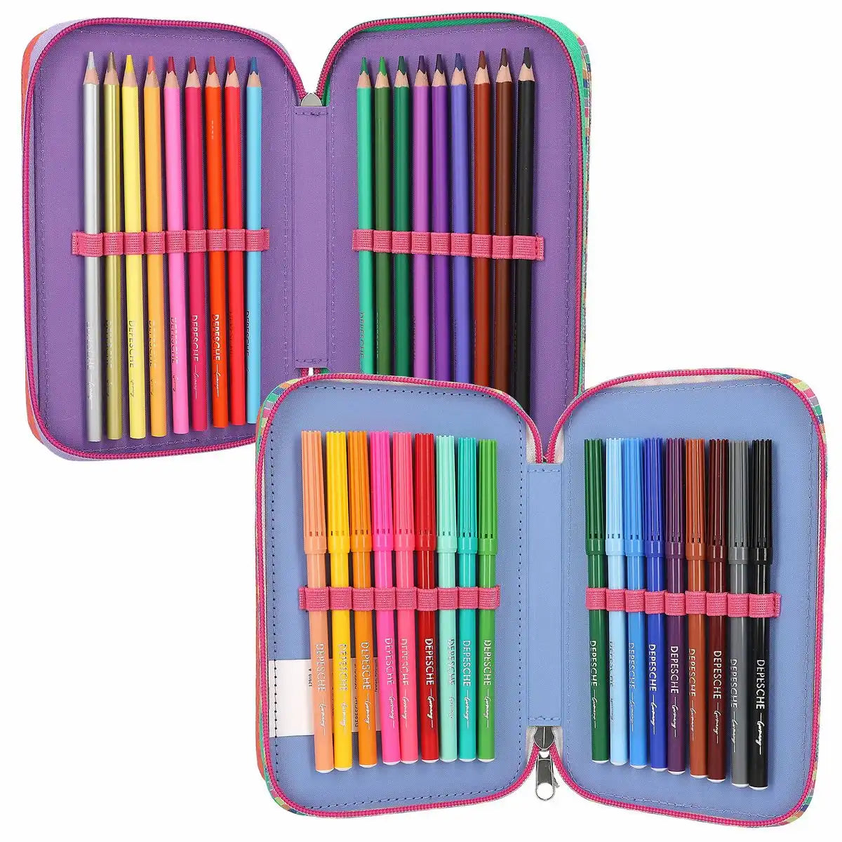 DEPESCHE TOPModel Federtasche JOY 3-Fach gefüllt – Pinkes Etui mit Perlen-Anhänger