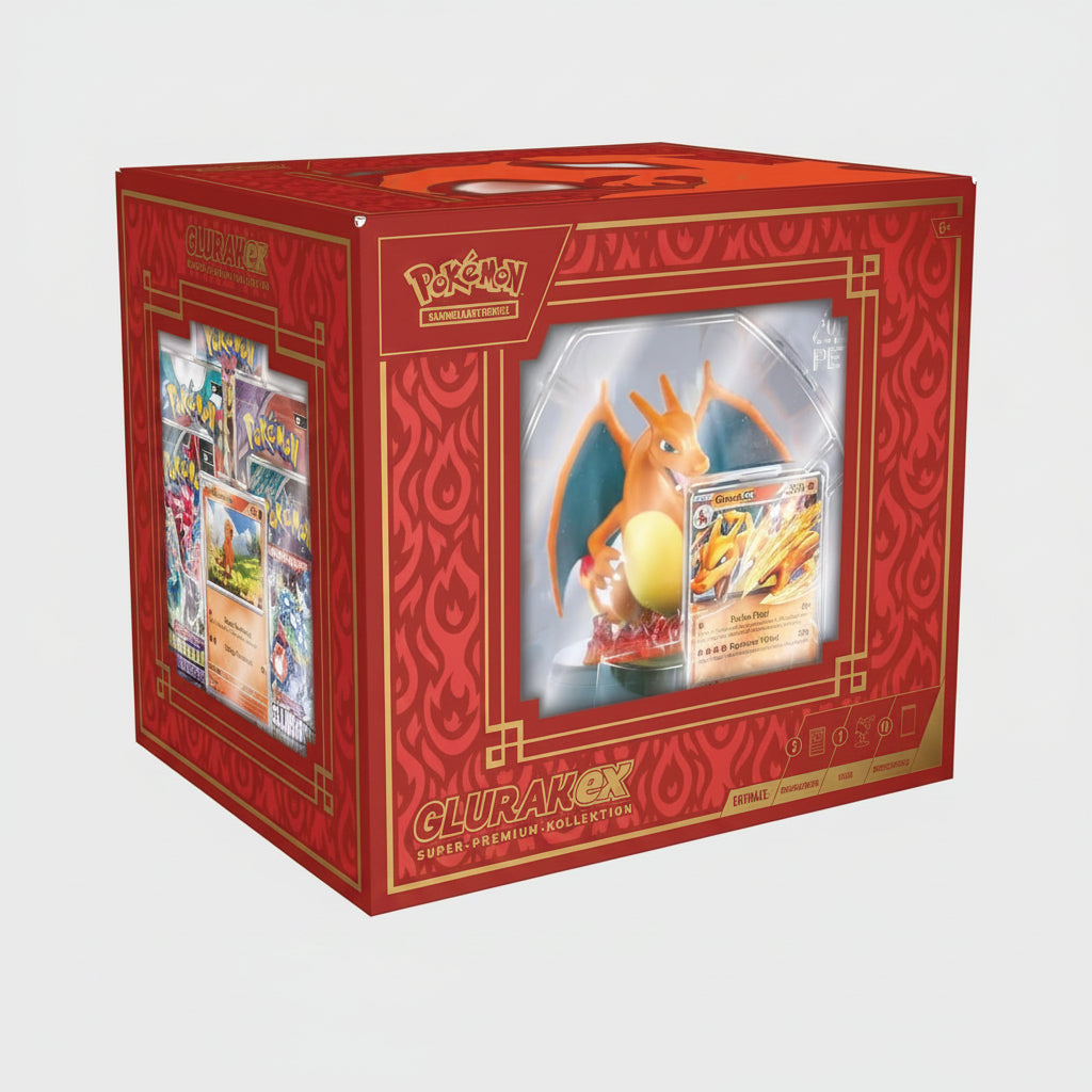 Pokémon TCG – Glurak-ex Super Premium Kollektion mit Figur (Deutsche Ausgabe)