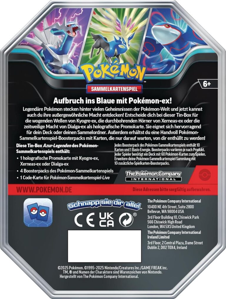 Pokémon TCG – Azur-Legenden Tin-Box (Deutsche Ausgabe) Kyogre ex, Dialga ex oder Xerneas ex